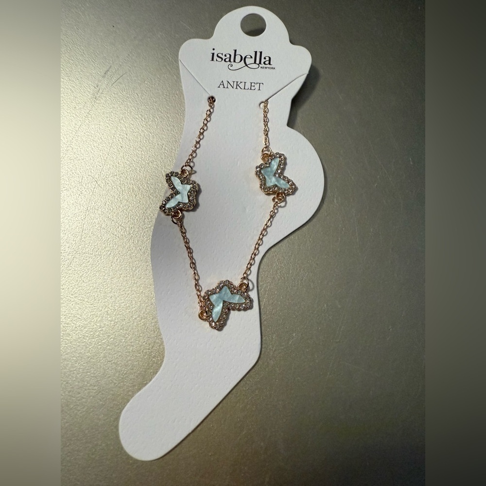 Isabella New York Butterfly Anklet with Blue Accents - Picture 3 of 4